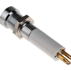 RS PRO  207-999  الأخضر، الأحمر، الصفراء LED لوحة مؤشرات، 24V DC، 20mA، Φ8mm ثقب التثبيت، لحام اللحام، إطار مقعر، إطار لون الكروم